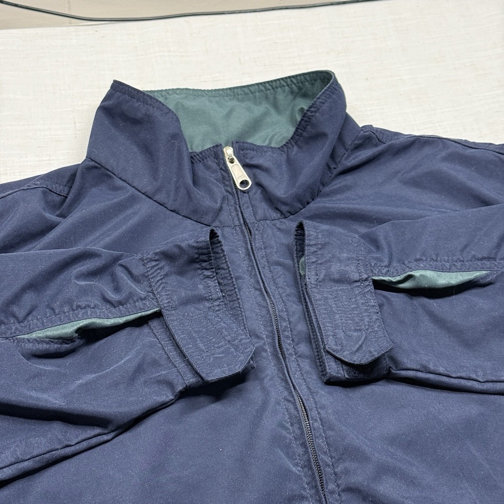 LL Bean Windbreaker Jacket Pullover Mens L Tall 1/2 Zip Blue Lined Rain Jacket